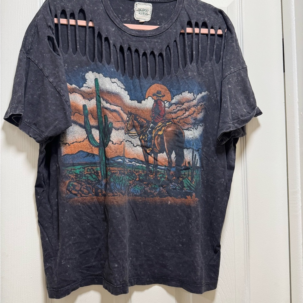 Cowgirl Graphic Short Sleeve Tee - Black